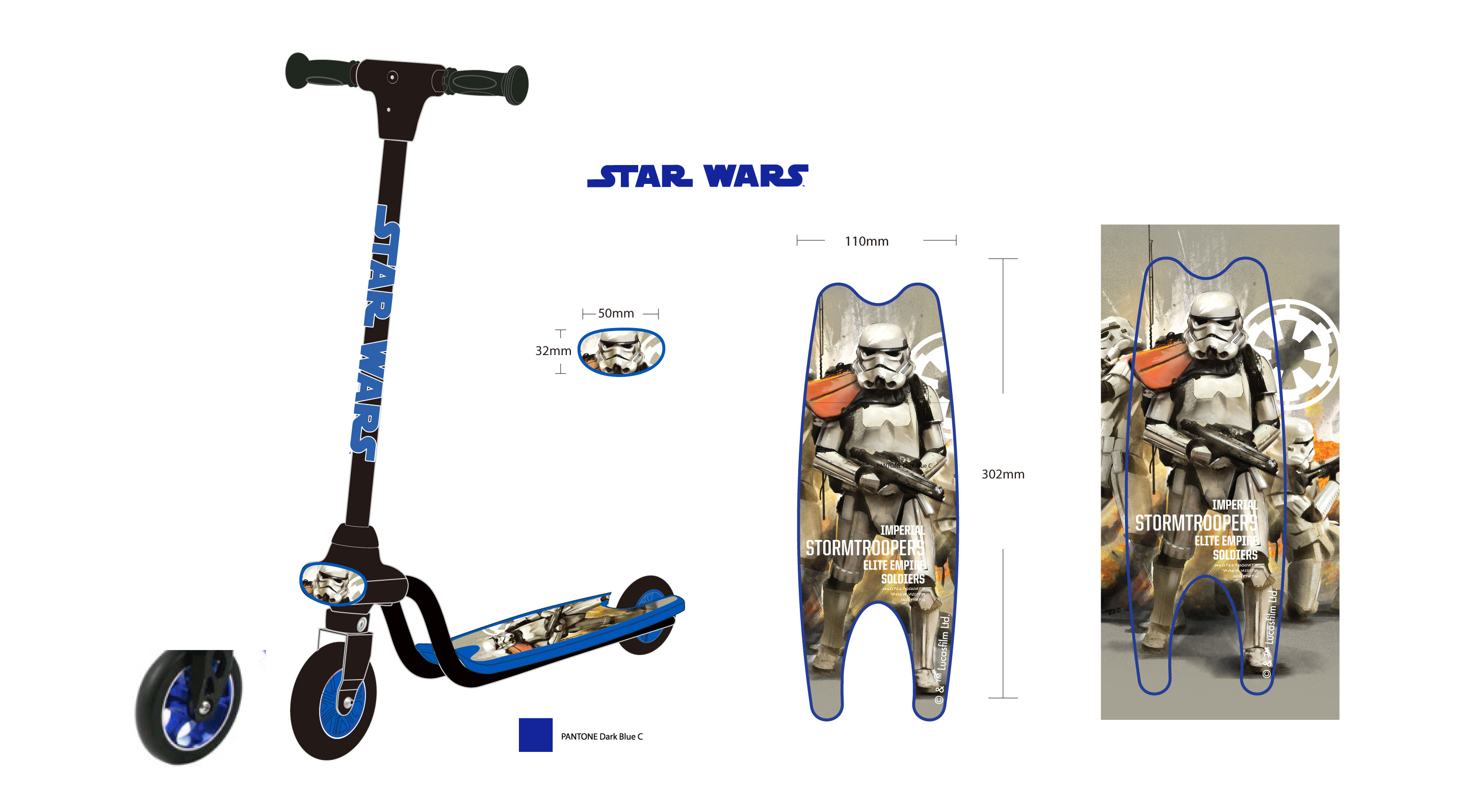 OEM Star-Wars Scooter ajustable de los niños con el azul de la mano